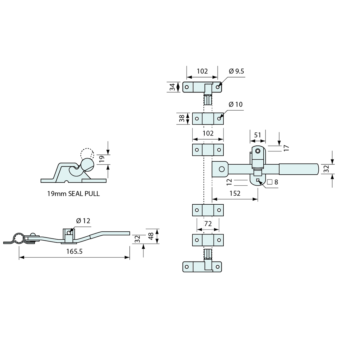 Container Door Latch Kit Stainless Steel